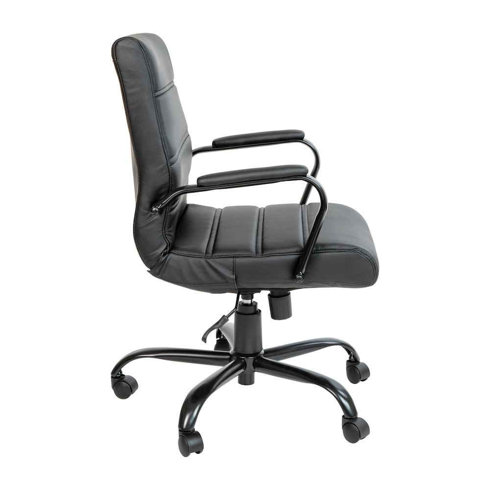 Mid-Back Black Executive Swivel Office Chair with Black Frame and Arms. Picture 10