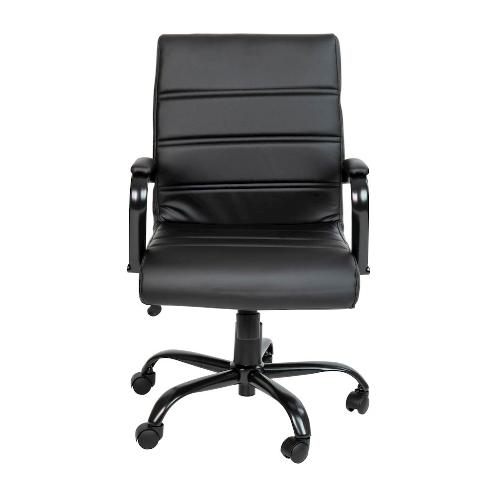 Mid-Back Black Executive Swivel Office Chair with Black Frame and Arms. Picture 11