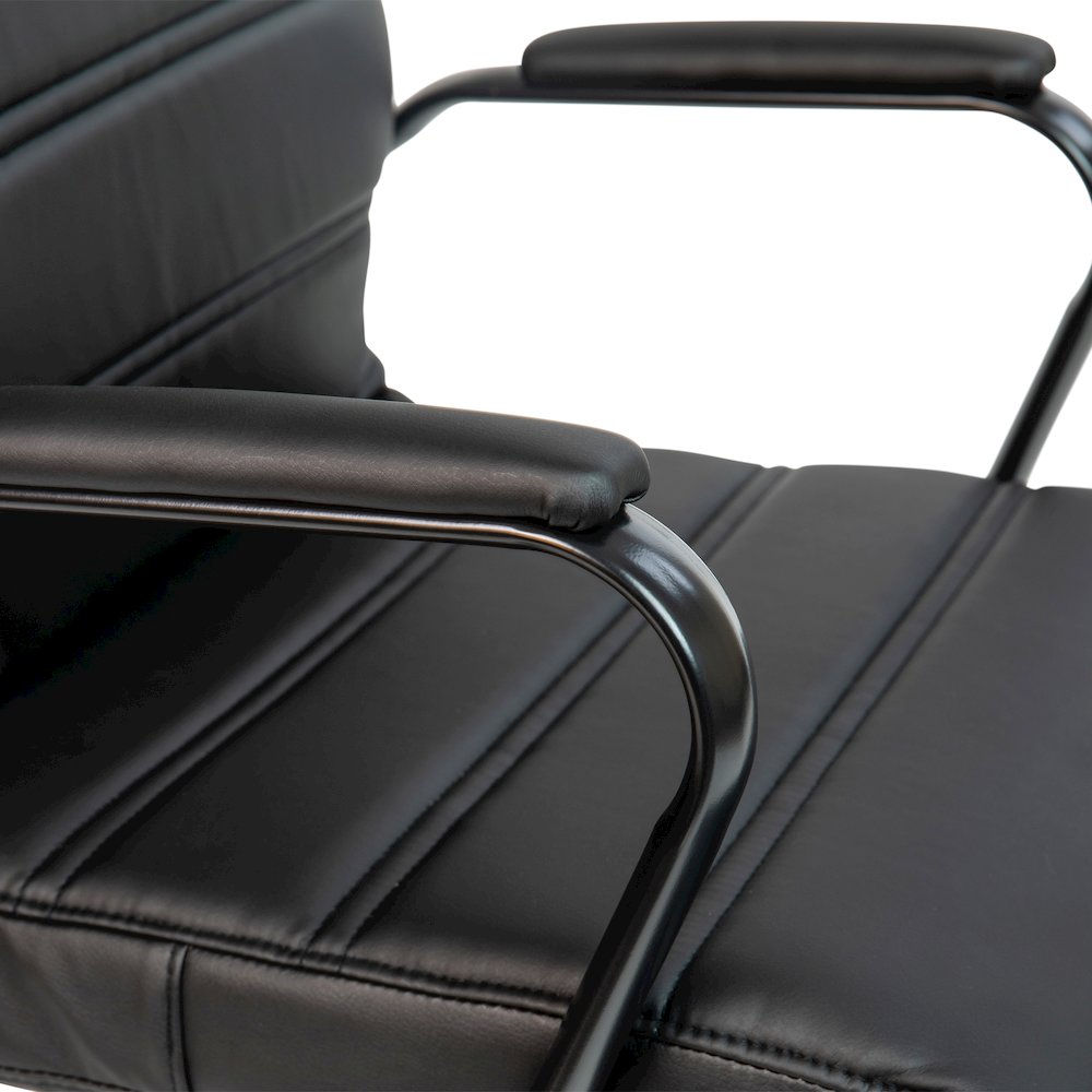 Mid-Back Black Executive Swivel Office Chair with Black Frame and Arms. Picture 12
