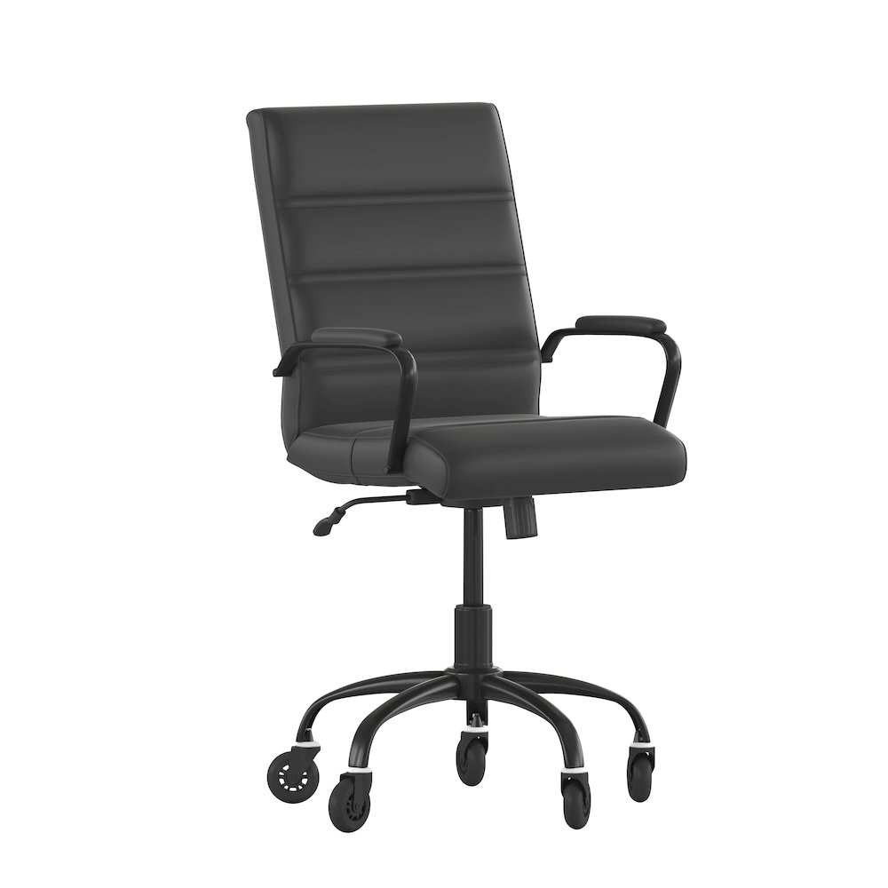 Mid-Back Black Executive Swivel Office Chair with Black Frame, Arms,. Picture 1