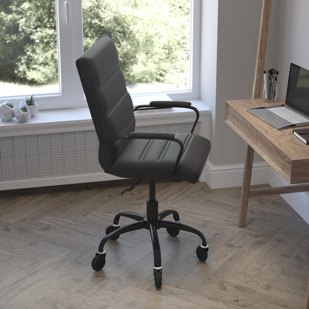 Mid-Back Black Executive Swivel Office Chair with Black Frame, Arms,. Picture 6