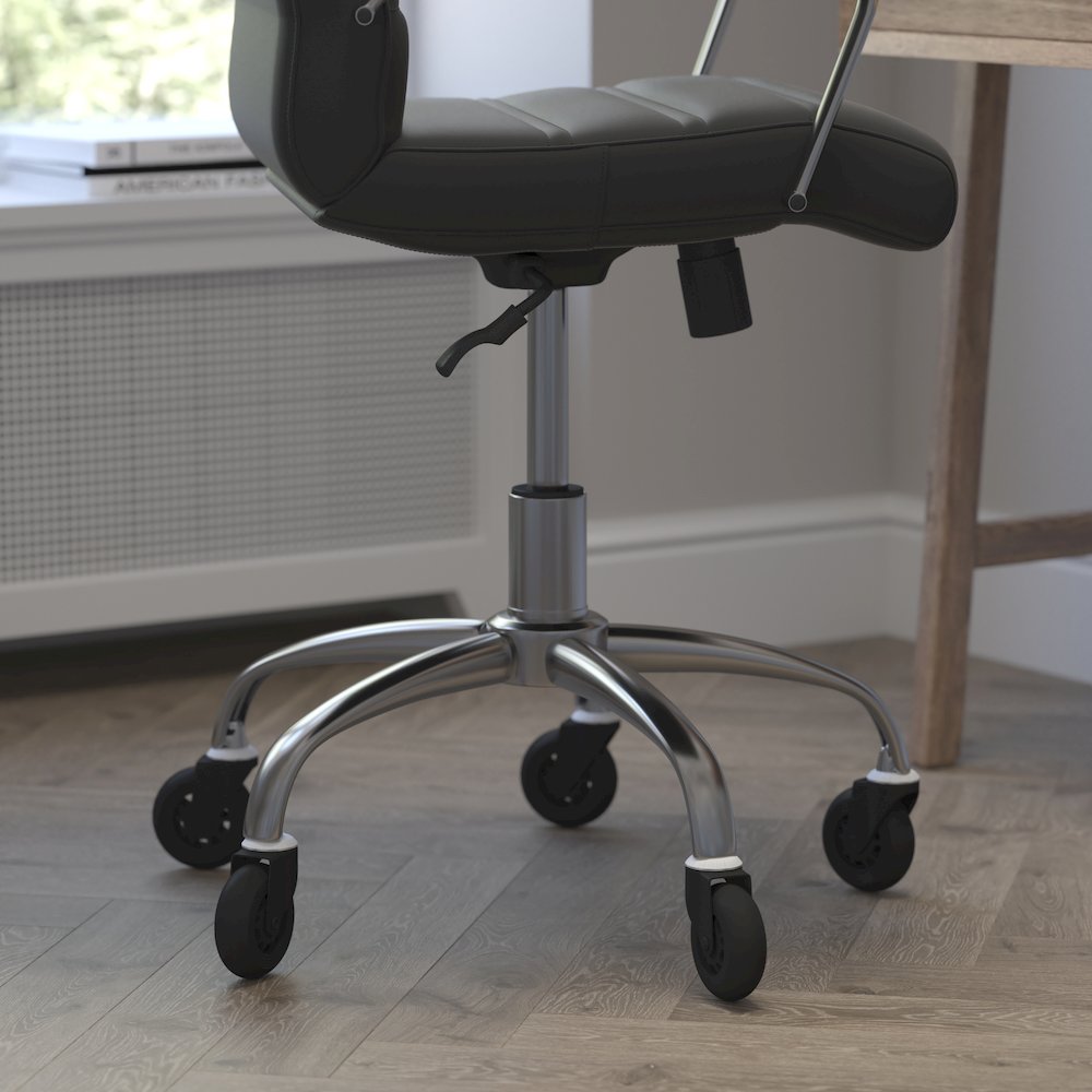 Mid-Back Black Executive Swivel Office Chair with Chrome Frame, Arms,. Picture 7