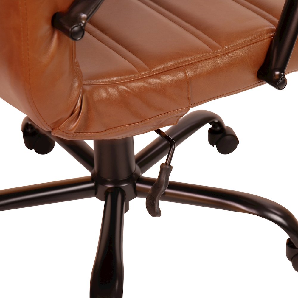 Mid-Back Brown Executive Swivel Office Chair with Black Frame and Arms. Picture 17