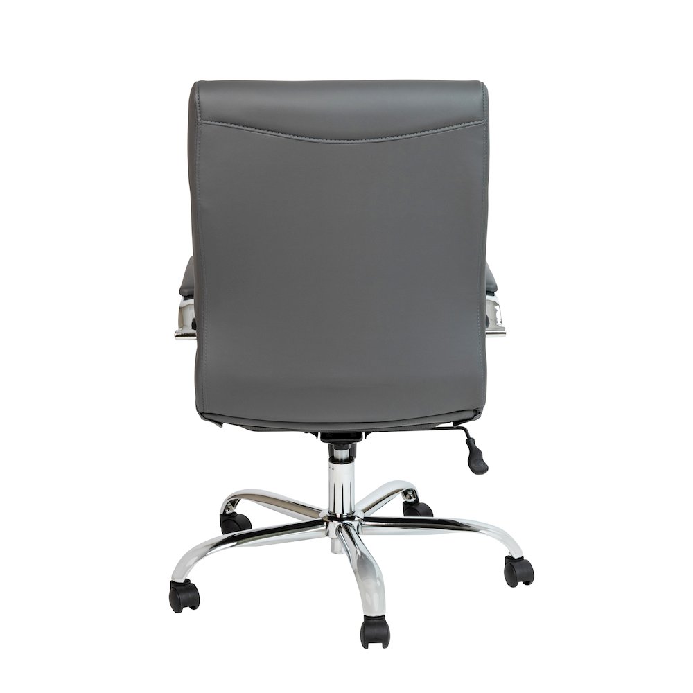 Mid-Back Gray Executive Swivel Office Chair with Chrome Frame and Arms. Picture 8