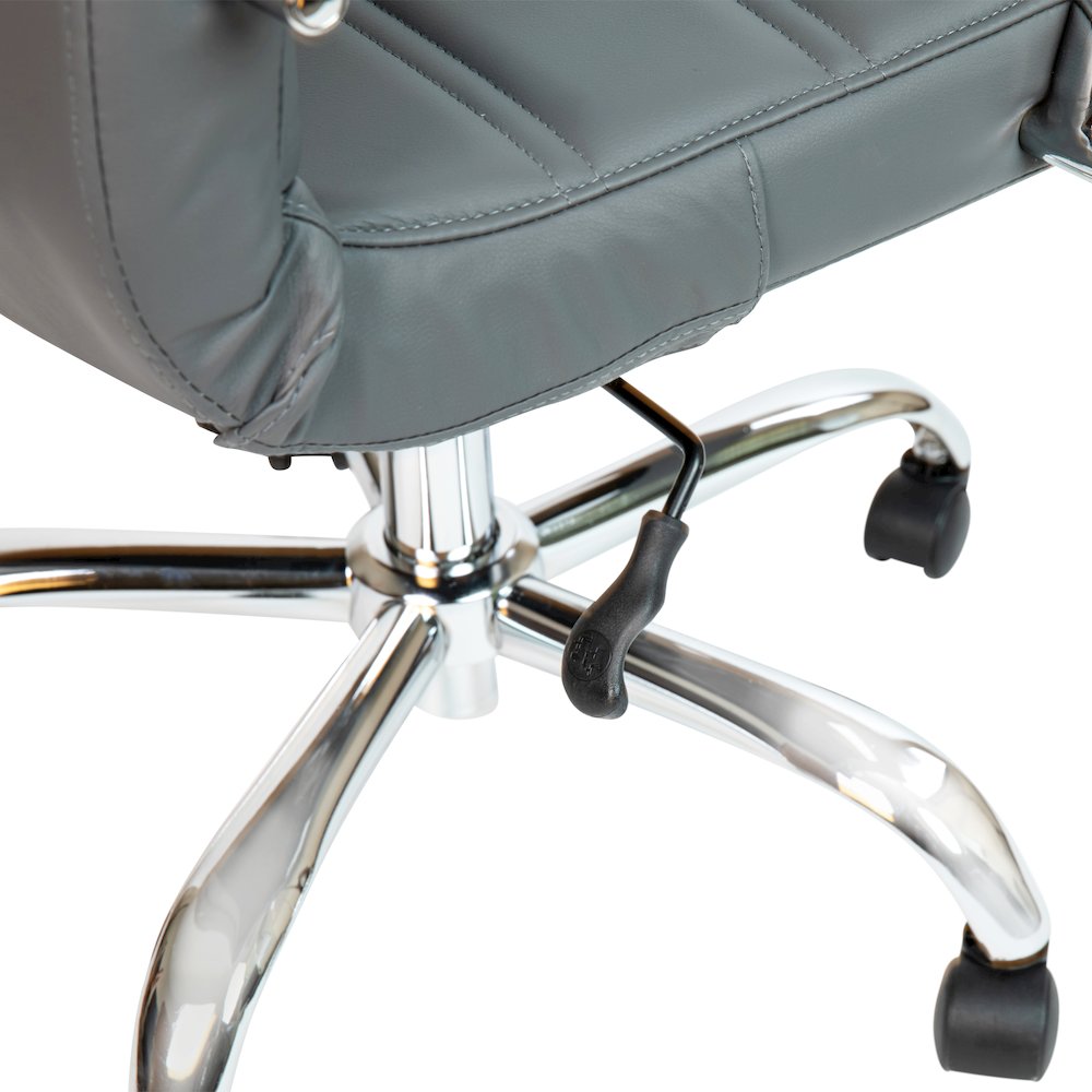 Mid-Back Gray Executive Swivel Office Chair with Chrome Frame and Arms. Picture 13