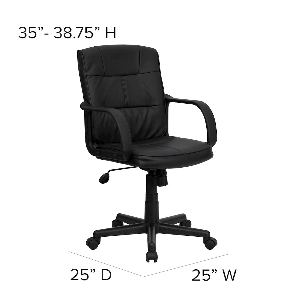 Mid-Back Black LeatherSoft Swivel Task Office Chair with Arms. Picture 2