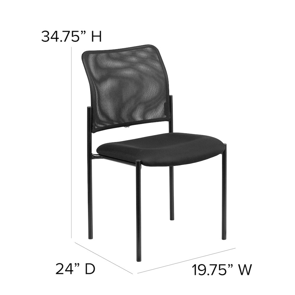 Comfort Black Mesh Stackable Steel Side Chair. Picture 6