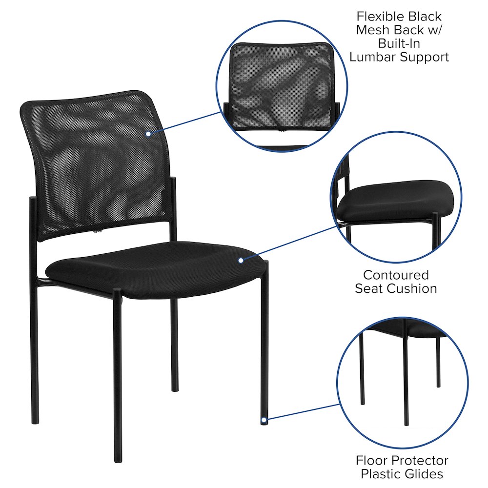 Comfort Black Mesh Stackable Steel Side Chair. Picture 5