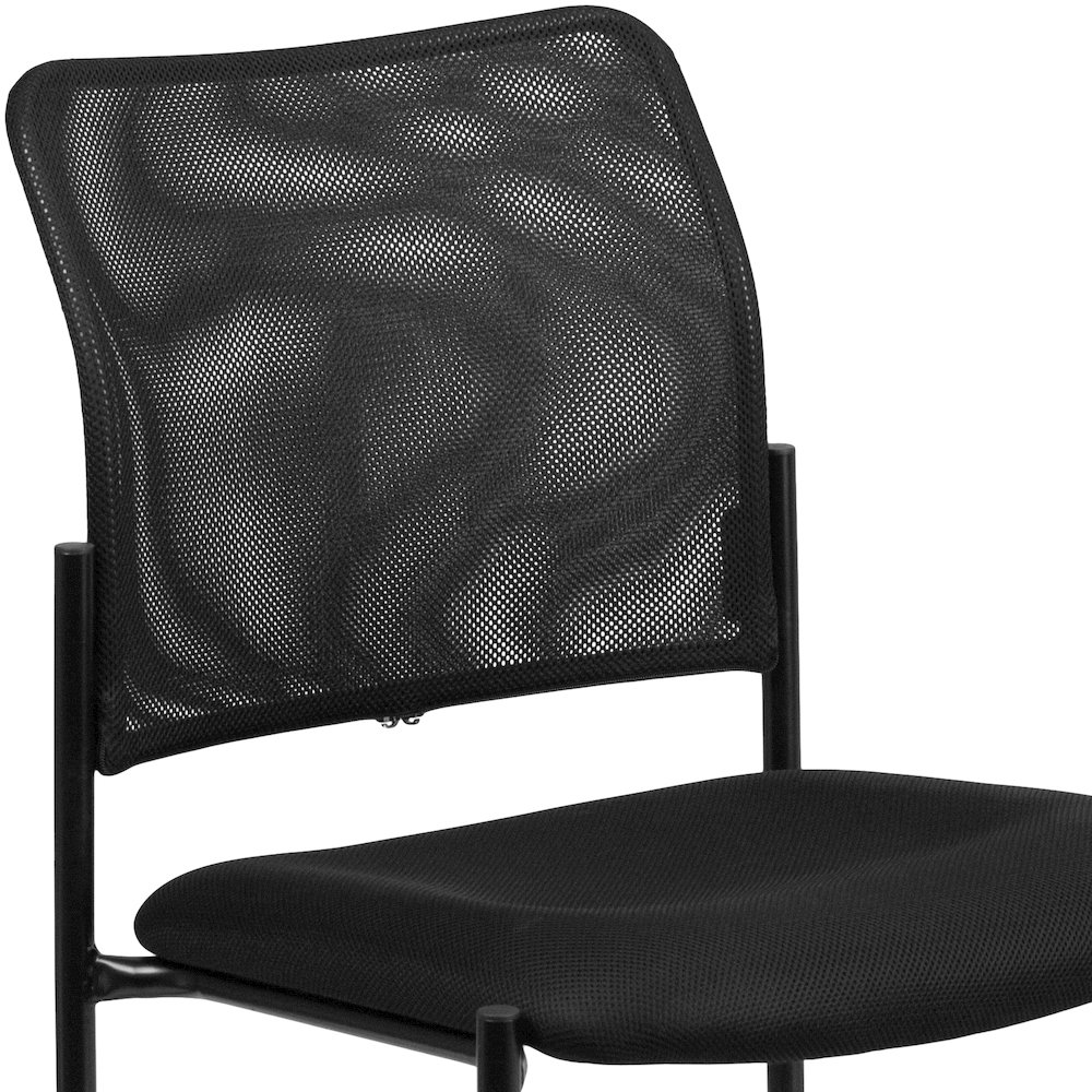 Comfort Black Mesh Stackable Steel Side Chair. Picture 11