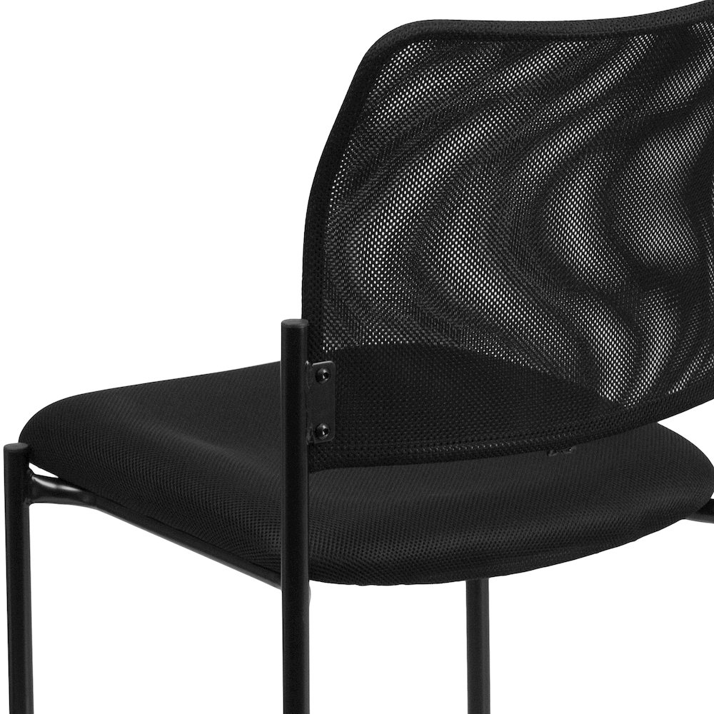 Comfort Black Mesh Stackable Steel Side Chair. Picture 8