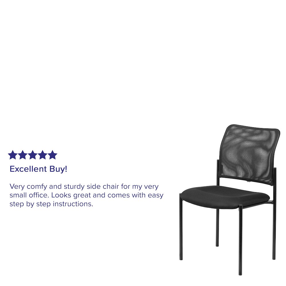 Comfort Black Mesh Stackable Steel Side Chair. Picture 4