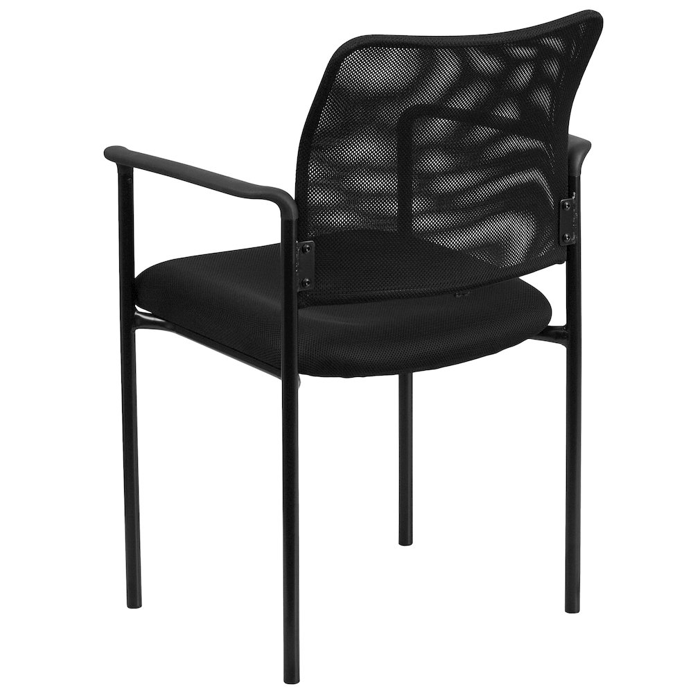 Comfort Black Mesh Stackable Steel Side Chair with Arms. Picture 7