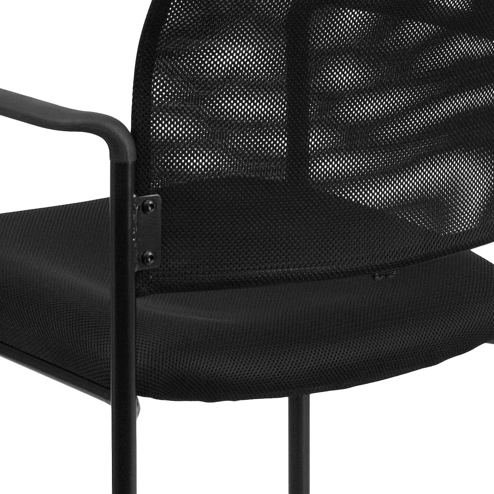 Comfort Black Mesh Stackable Steel Side Chair with Arms. Picture 8