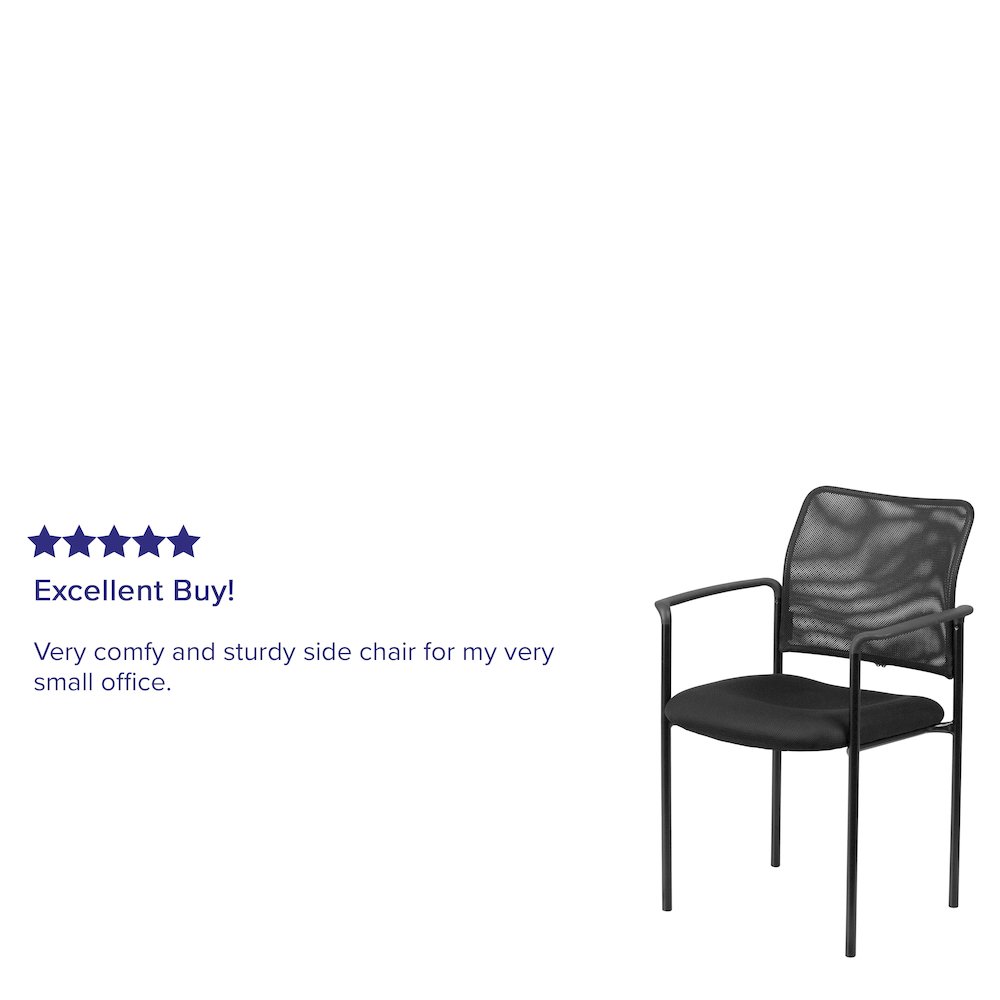 Comfort Black Mesh Stackable Steel Side Chair with Arms. Picture 4