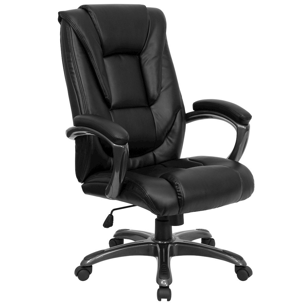 High Back Black Layered Upholstered Executive Swivel Office Chair. Picture 1