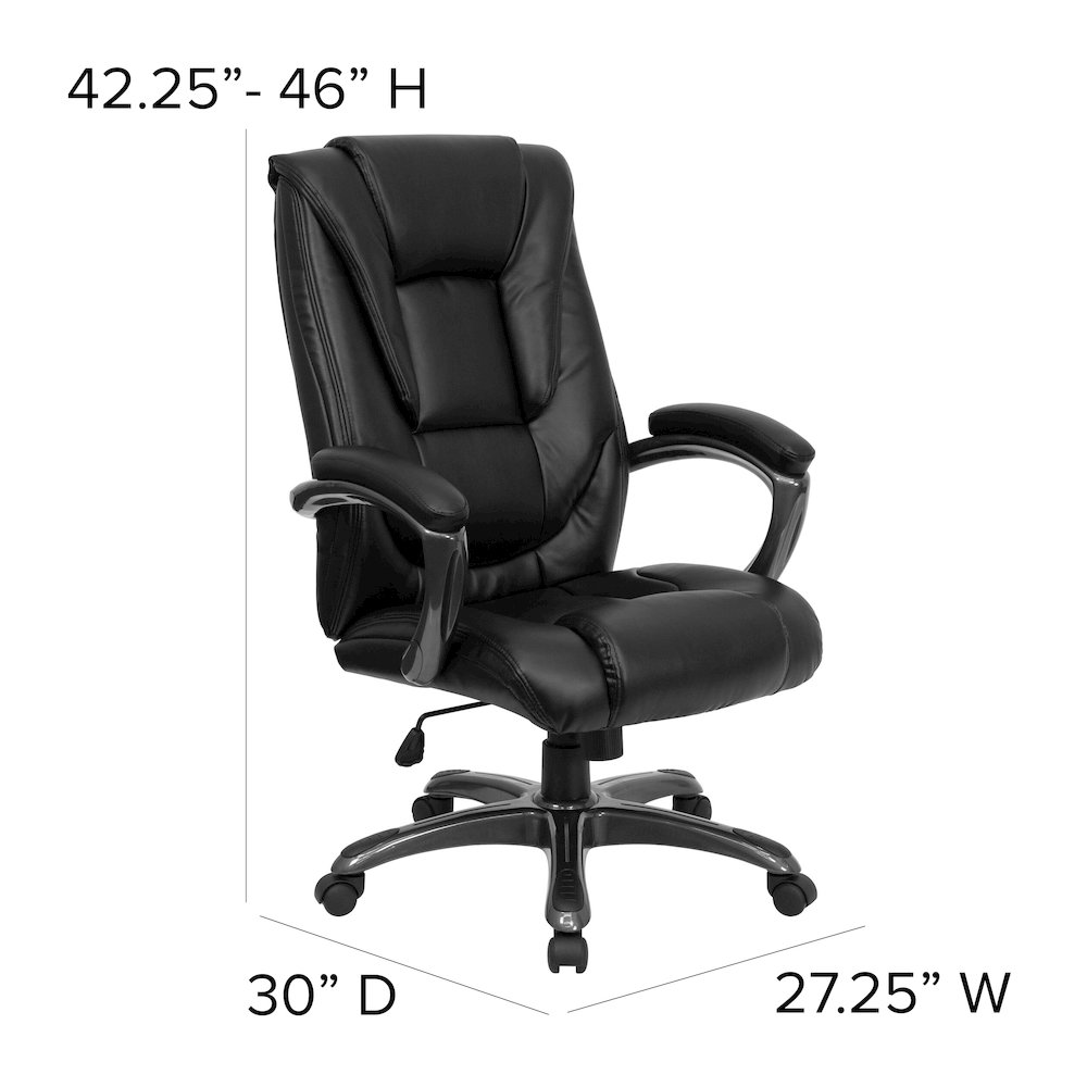 High Back Black Layered Upholstered Executive Swivel Office Chair. Picture 6