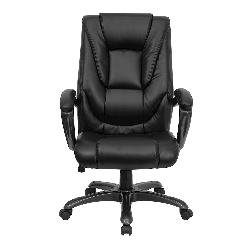 High Back Black Layered Upholstered Executive Swivel Office Chair. Picture 10