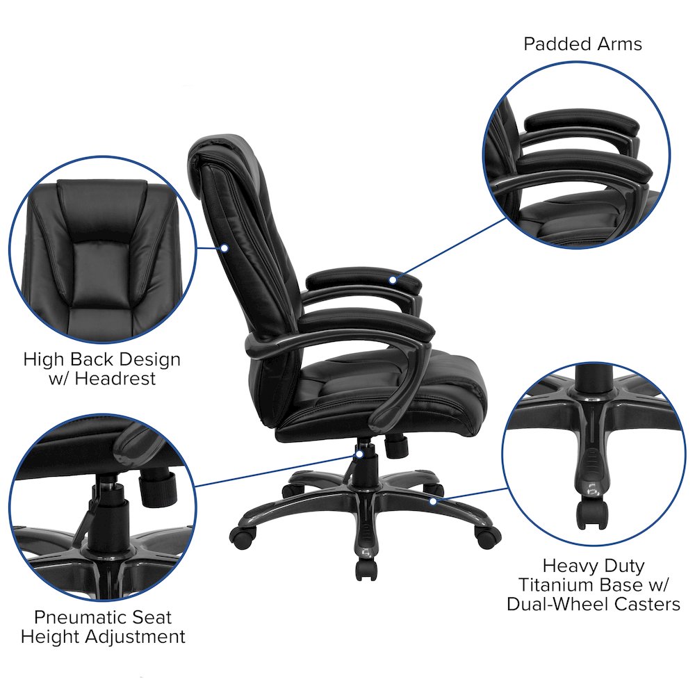 High Back Black Layered Upholstered Executive Swivel Office Chair. Picture 5