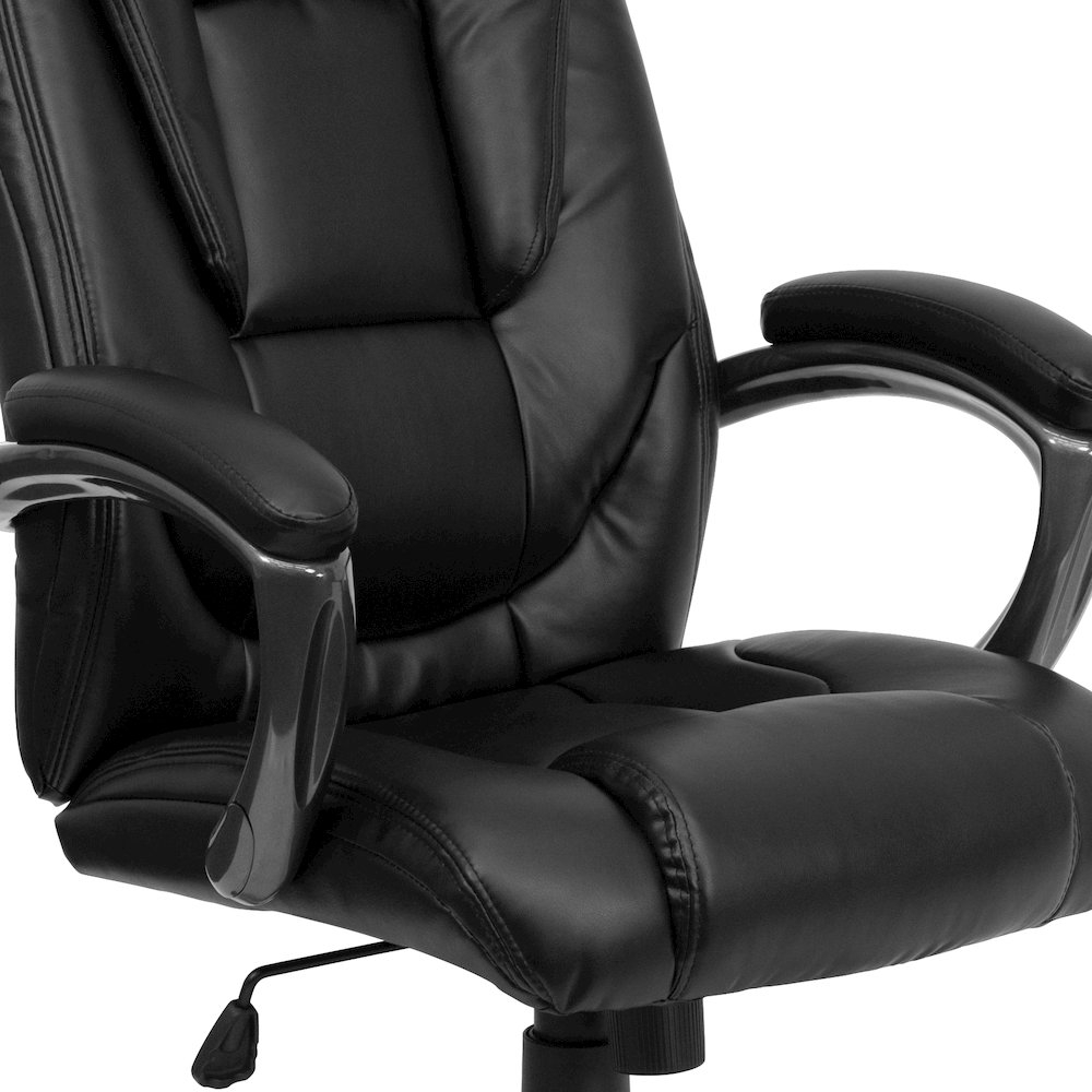 High Back Black Layered Upholstered Executive Swivel Office Chair. Picture 8