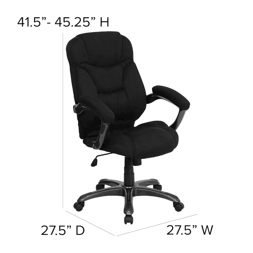 High Back Black Microfiber Contemporary Executive Swivel Ergonomic Office Chair with Arms. Picture 2