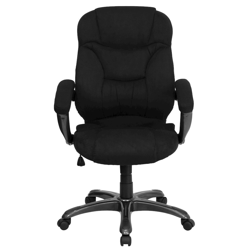 High Back Black Microfiber Contemporary Executive Swivel Ergonomic Office Chair with Arms. Picture 5