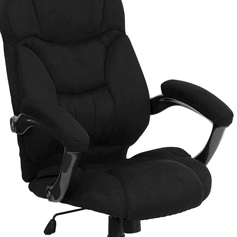 High Back Black Microfiber Contemporary Executive Swivel Office Chair with Arms. Picture 12