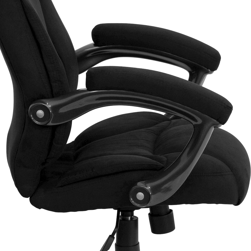 High Back Black Microfiber Contemporary Executive Swivel Office Chair with Arms. Picture 9