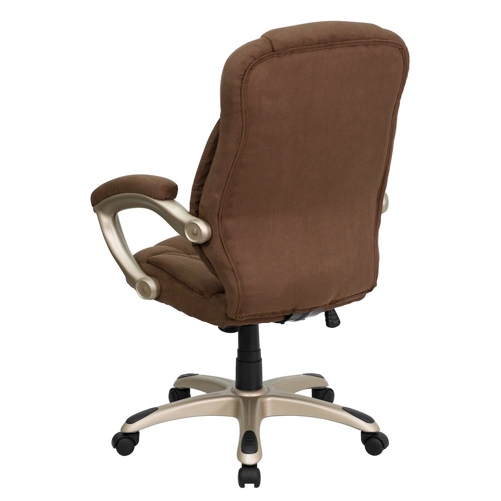 High Back Brown Microfiber Contemporary Executive Swivel Ergonomic Office Chair with Arms. Picture 4