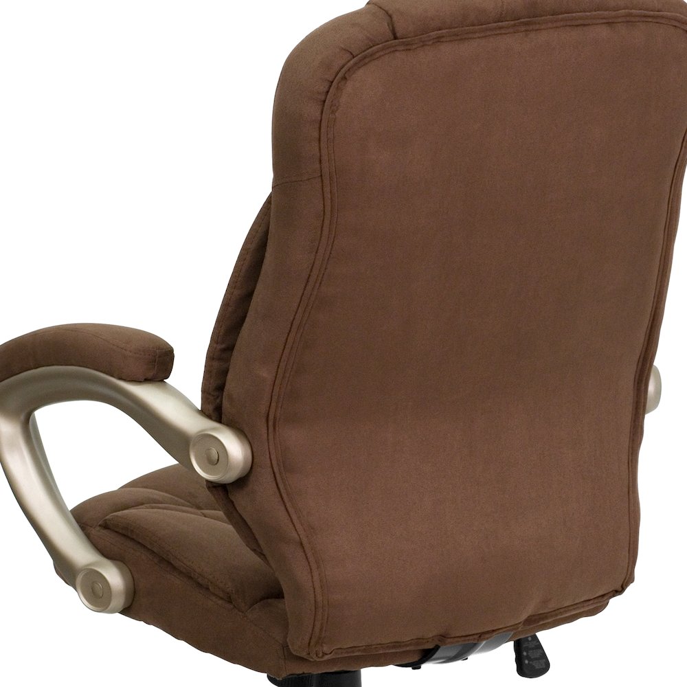 High Back Brown Microfiber Contemporary Executive Swivel Office Chair with Arms. Picture 11