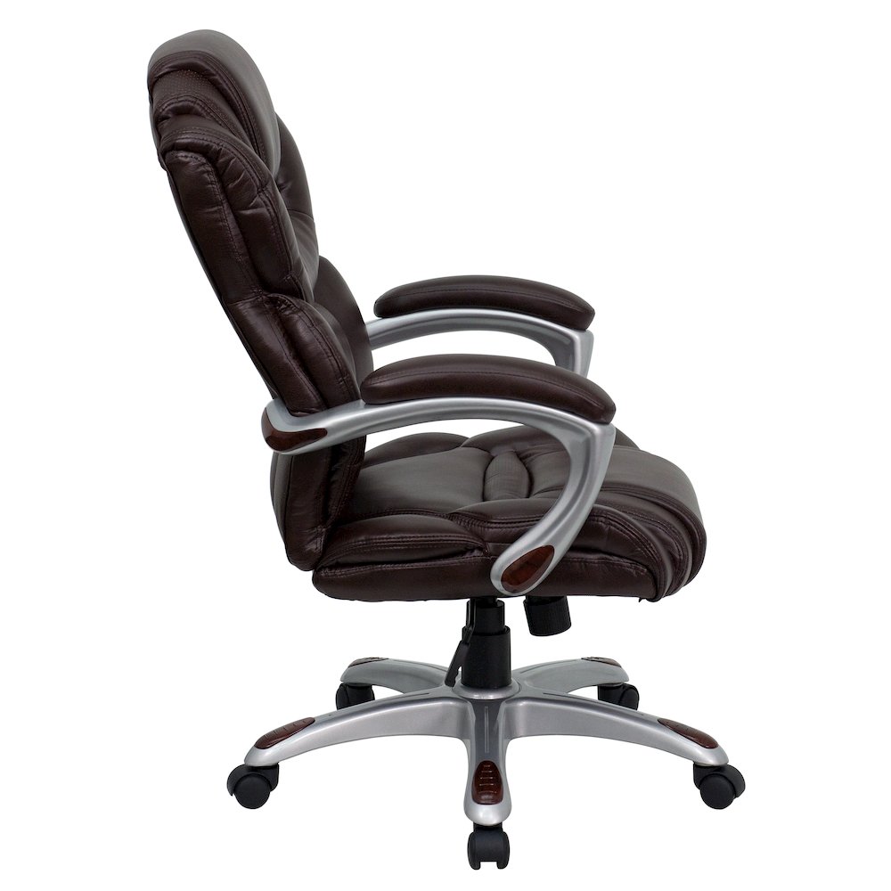 High Back Brown LeatherSoft Executive Swivel Ergonomic Office Chair with Arms. Picture 7