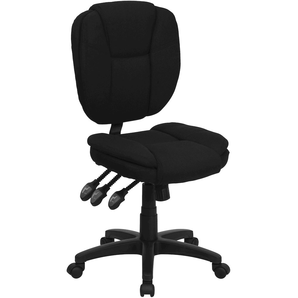 Mid-Back Black Fabric Multifunction Swivel Task Office Chair. Picture 1