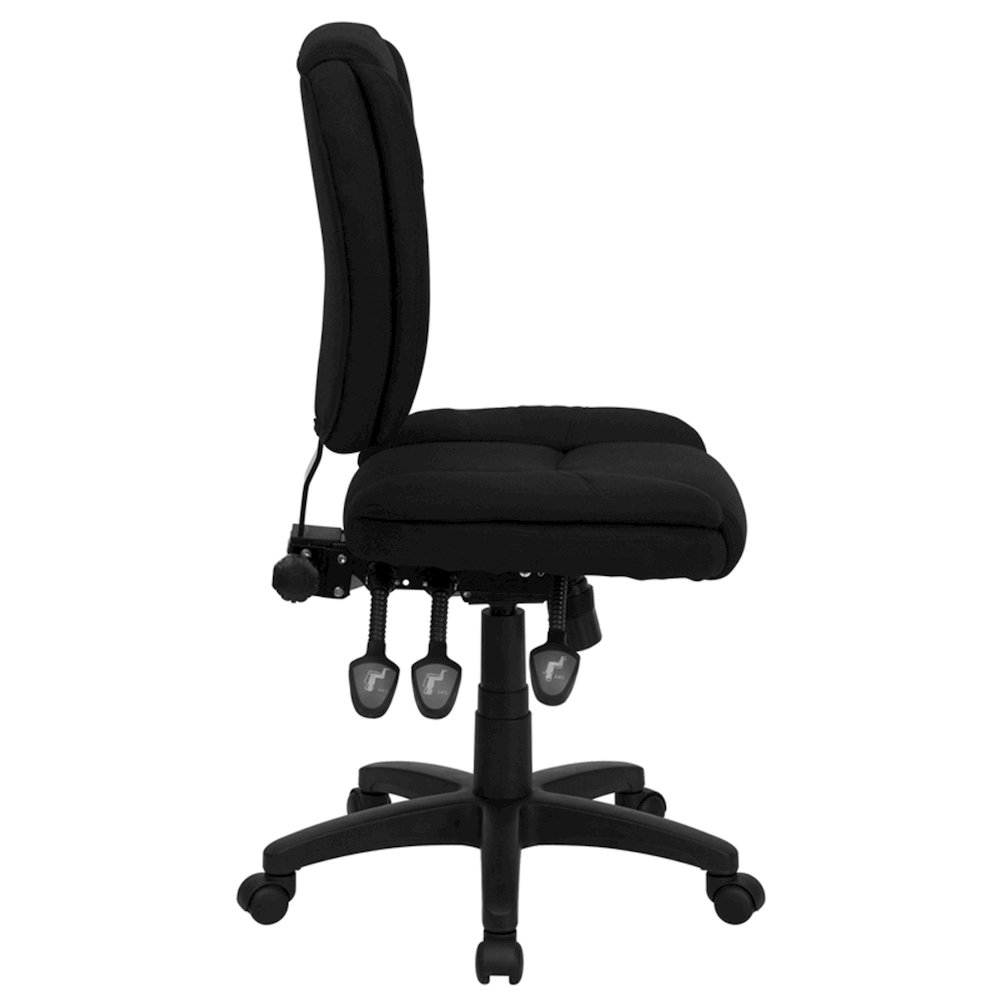 Mid-Back Black Fabric Multifunction Swivel Task Office Chair. Picture 8