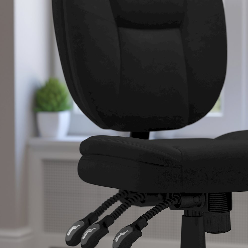 Mid-Back Black Fabric Multifunction Swivel Task Office Chair. Picture 6