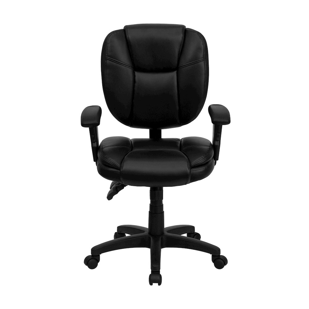 Mid-Back Black Multifunction Swivel Task Office Chair and Arms. Picture 9