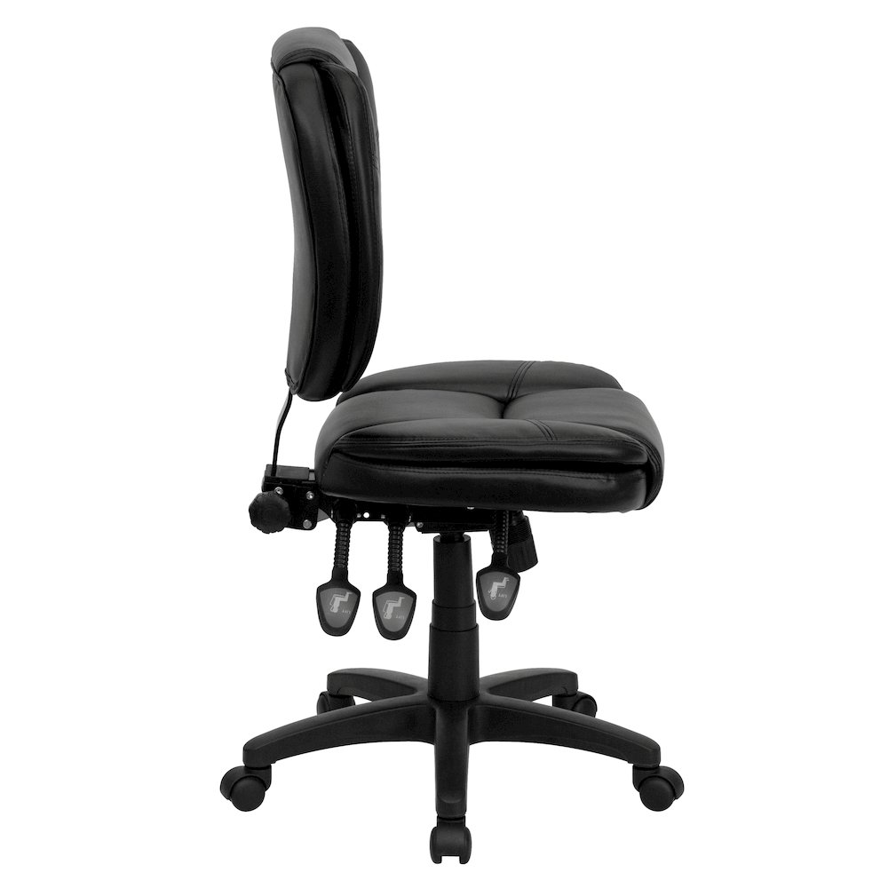 Mid-Back Black Multifunction Swivel Task Office Chair with Pillow Top Cushioning. Picture 10