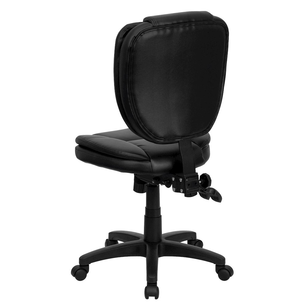 Mid-Back Black Multifunction Swivel Task Office Chair with Pillow Top Cushioning. Picture 8