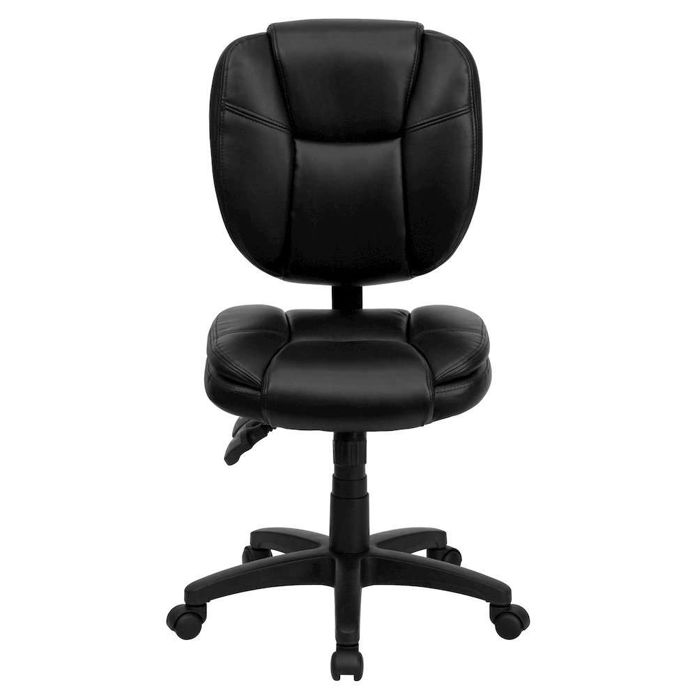 Mid-Back Black Multifunction Swivel Task Office Chair with Pillow Top Cushioning. Picture 11