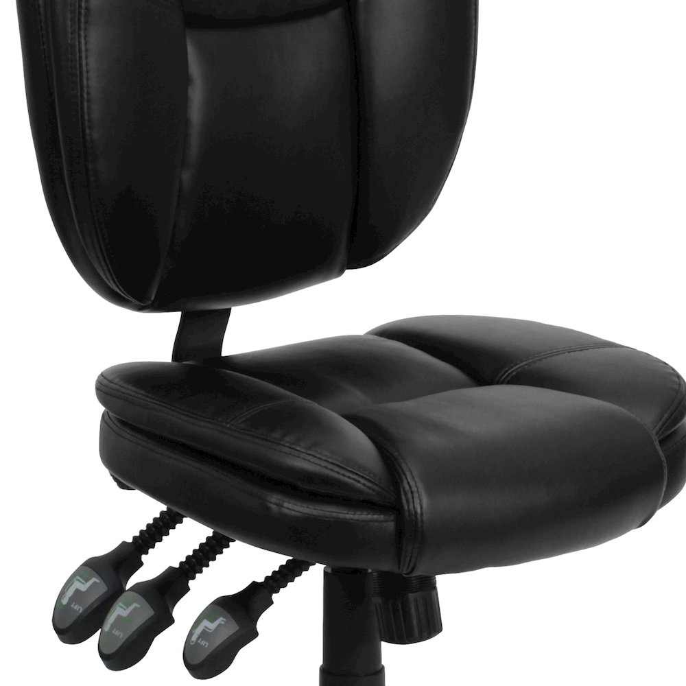 Mid-Back Black Multifunction Swivel Task Office Chair with Pillow Top Cushioning. Picture 12