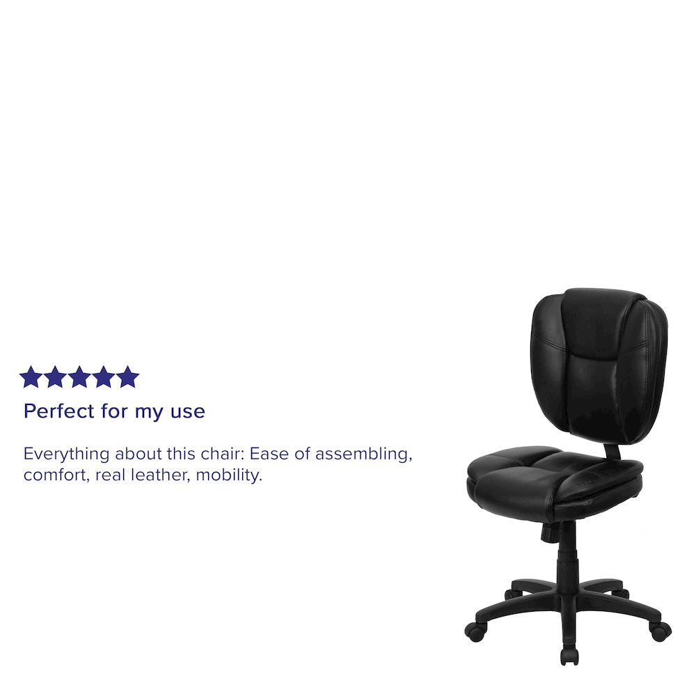 Mid-Back Black Multifunction Swivel Task Office Chair with Pillow Top Cushioning. Picture 5