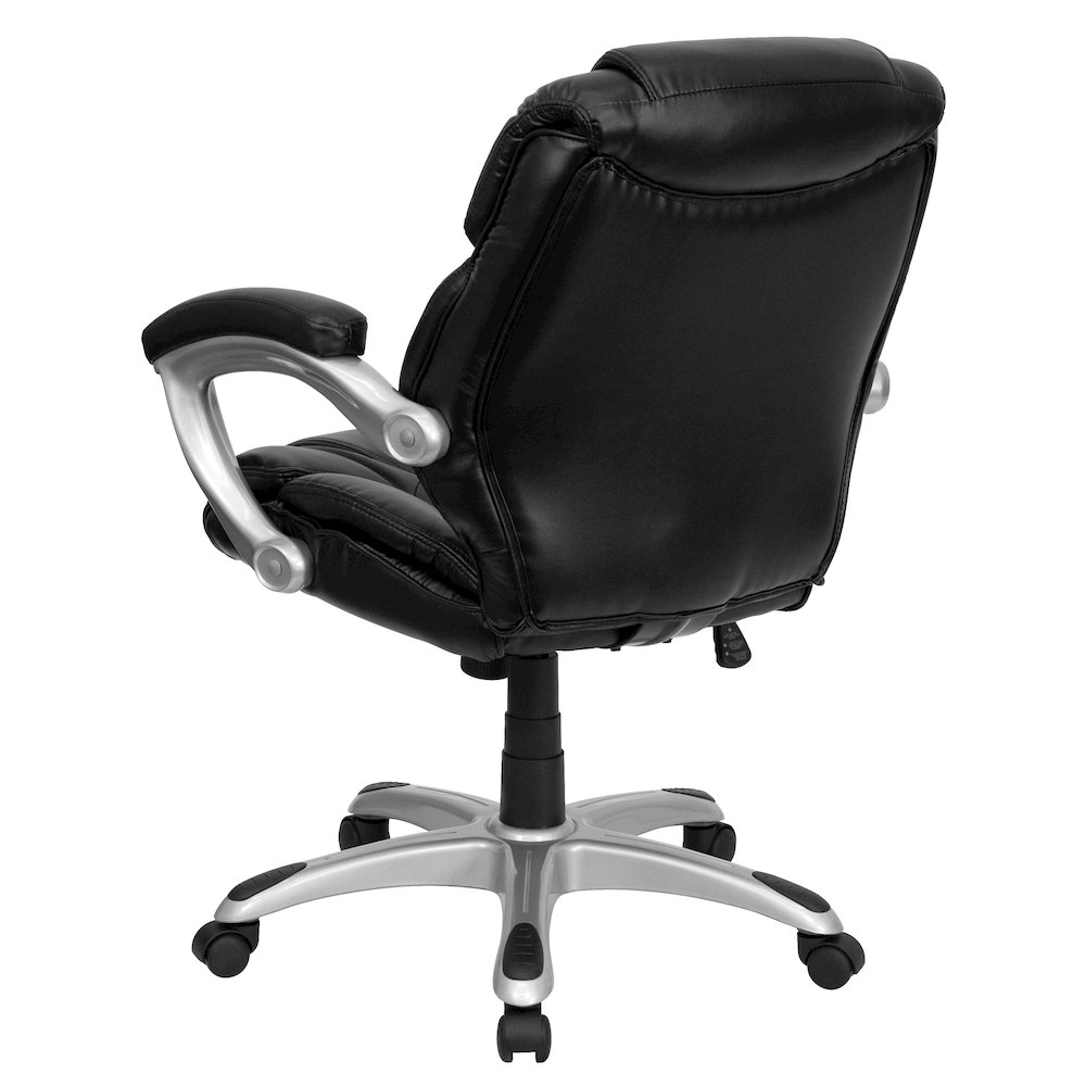 Mid-Back Black Layered Upholstered Executive Swivel Office Chair. Picture 7