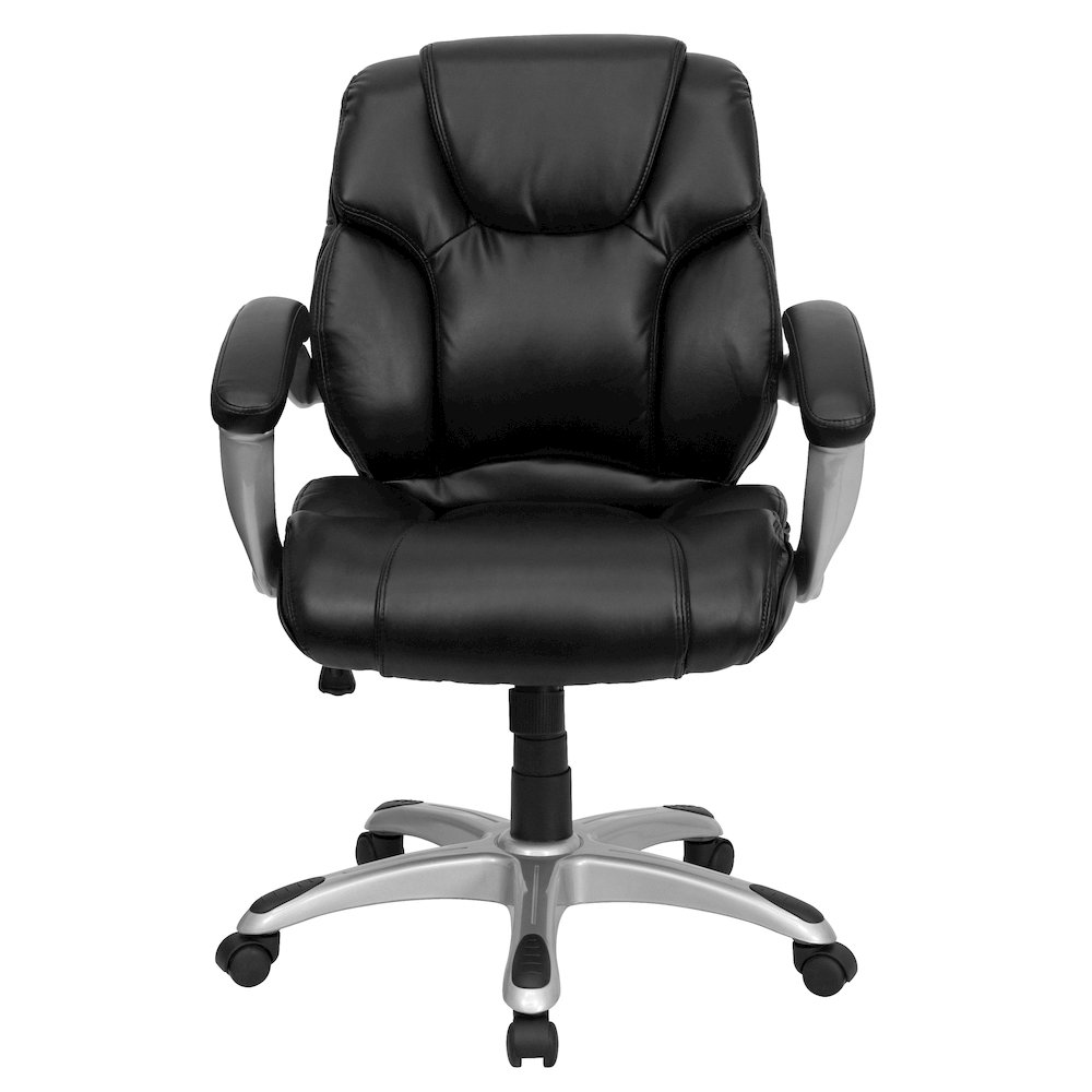 Mid-Back Black Layered Upholstered Executive Swivel Office Chair. Picture 9