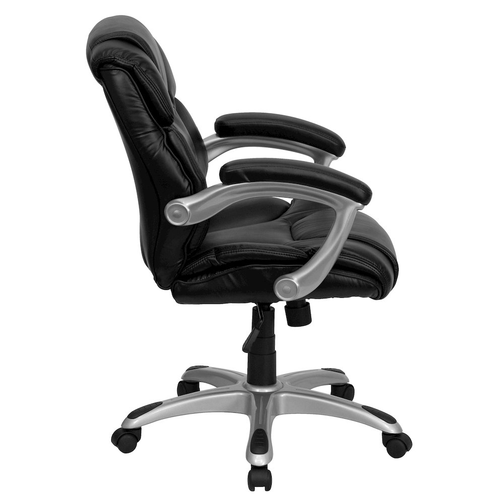 Mid-Back Black Layered Upholstered Executive Swivel Office Chair. Picture 8