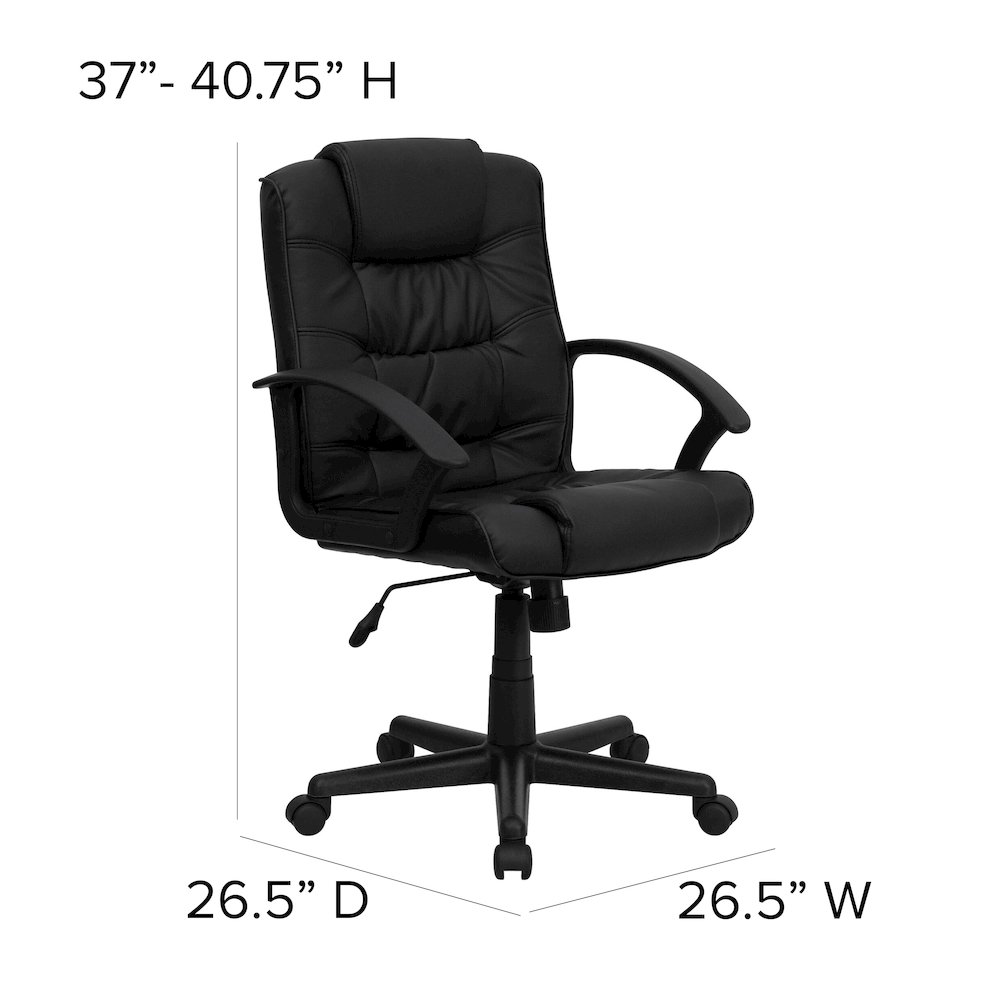 Mid-Back Black LeatherSoft Swivel Task Office Chair with Arms. Picture 6