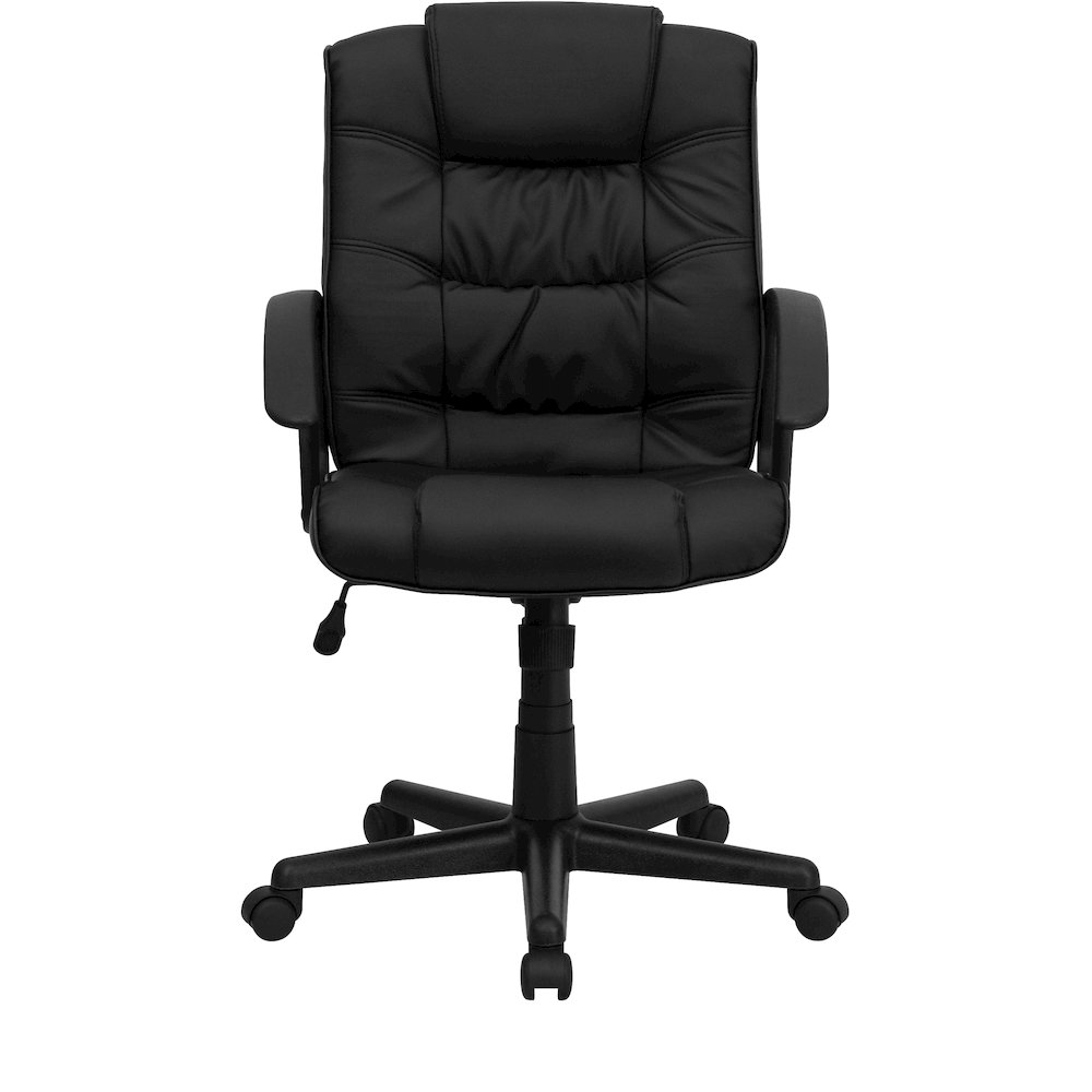 Mid-Back Black LeatherSoft Swivel Task Office Chair with Arms. Picture 10
