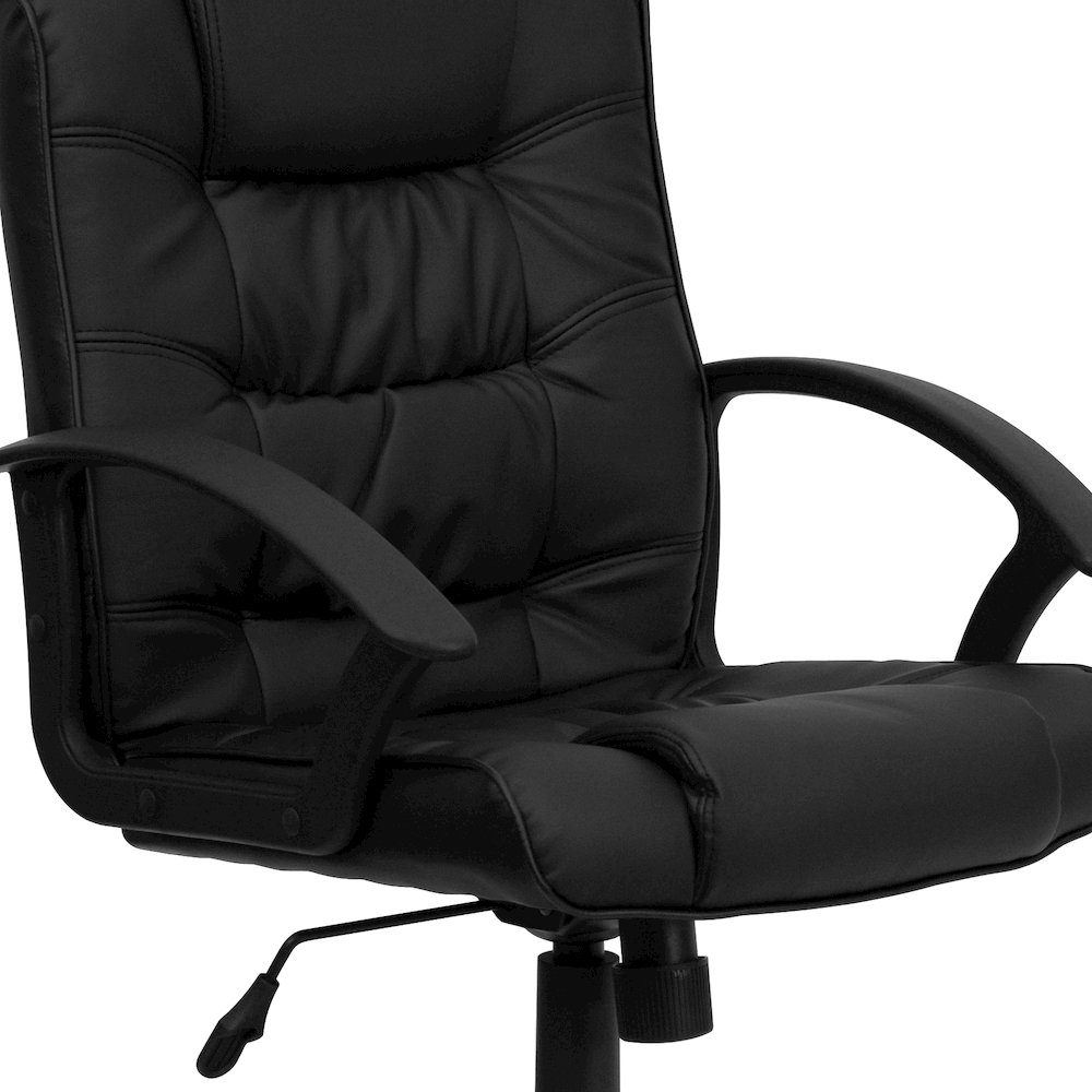 Mid-Back Black LeatherSoft Swivel Task Office Chair with Arms. Picture 11