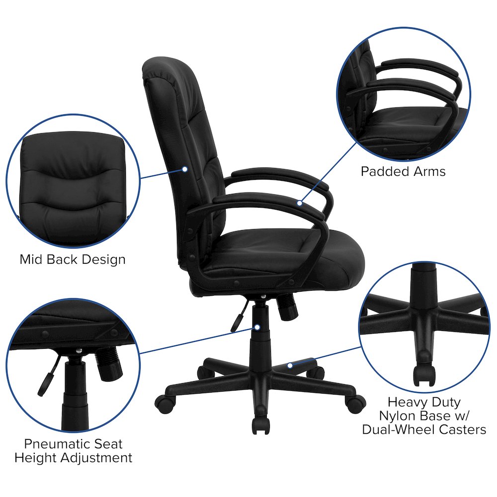 Mid-Back Black Executive Swivel Office Chair. Picture 6