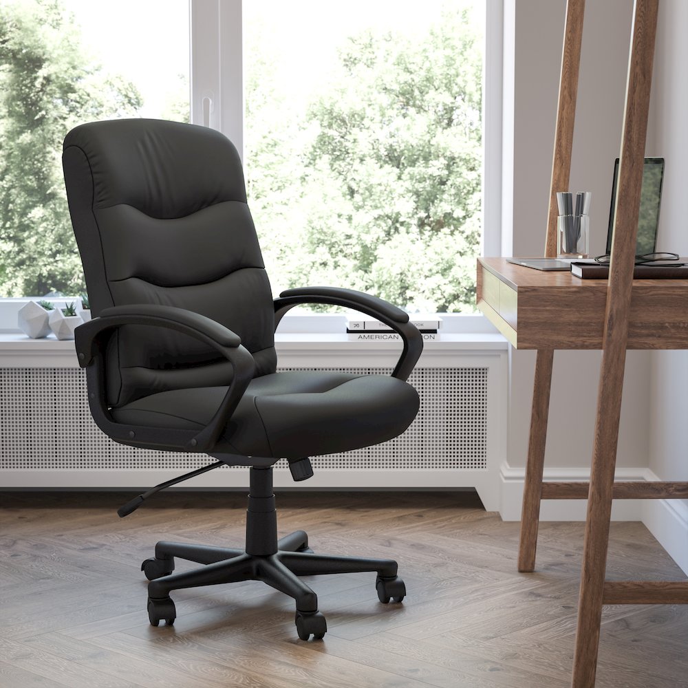 Mid-Back Black Executive Swivel Office Chair. Picture 2