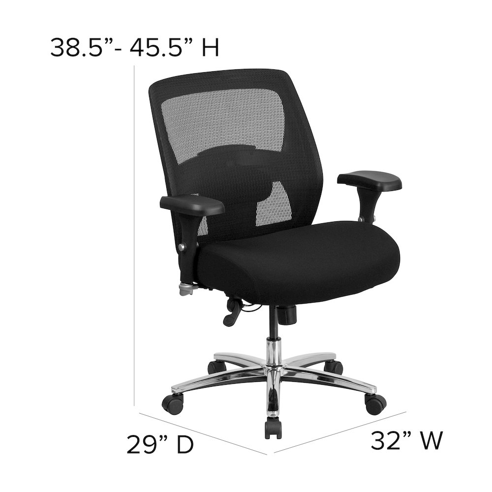 500 lb. Rated Black Mesh Executive Office Chair with Ratchet Back. Picture 7