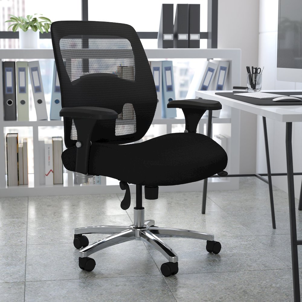 500 lb. Rated Black Mesh Executive Office Chair with Ratchet Back. Picture 2