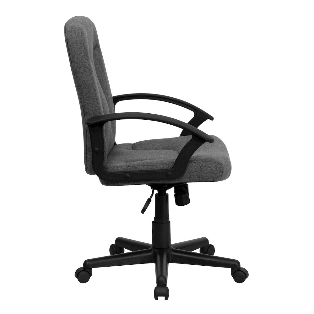 Mid-Back Gray Fabric Executive Swivel Office Chair with Nylon Arms. Picture 9